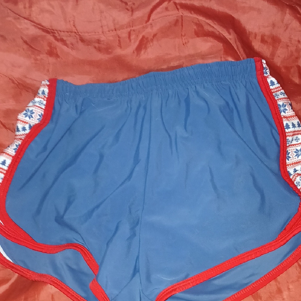 Krass & Co. Blue and Red Athletic Running Shorts with Curved Side SeamsXS NWOT
